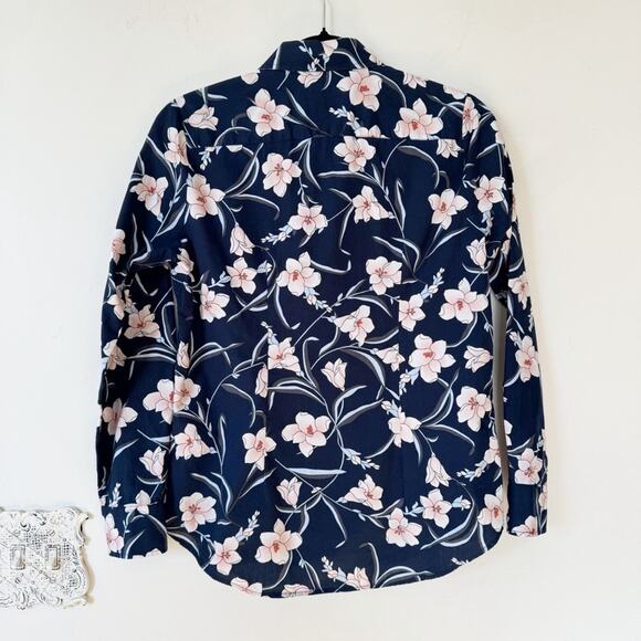 The Shirt by Rochelle Behrens Navy Floral Button Down - Picture 5 of 6